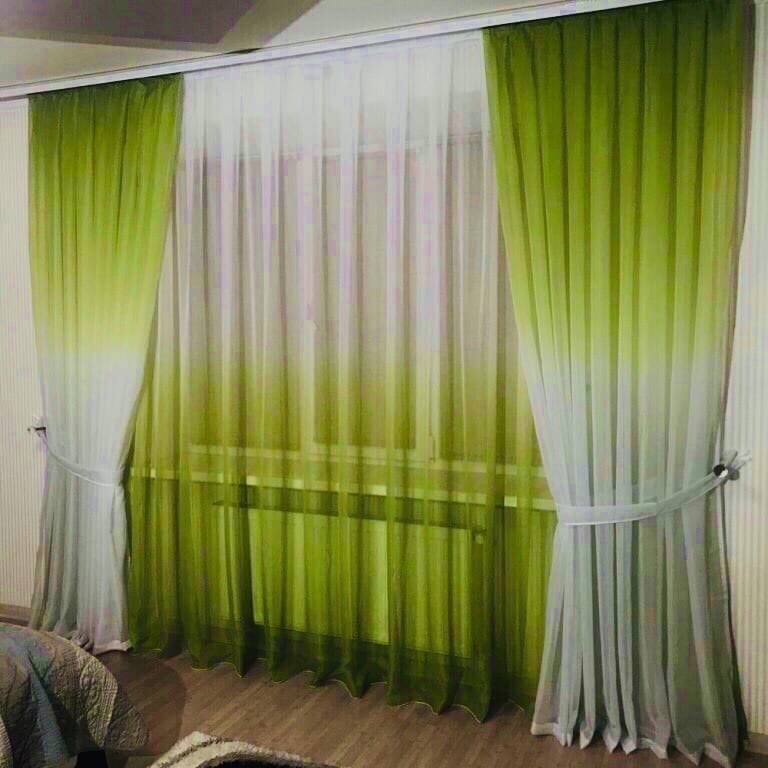 Комплект штор вуаль зеленые